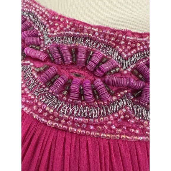 Aidan Mattox Mini Dress Womens 2 Pink Silk Beaded Halter Babydoll Hoco 90s‎ Y2K - Picture 3 of 10